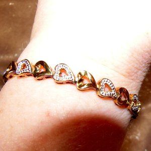 VTG CISS Heart Bracelet 14KT Gold over SS  RARE!
